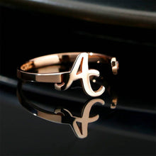 Load image into Gallery viewer, Initial Personalized Birthstone Name Ring Rose Gold Plated Silver
