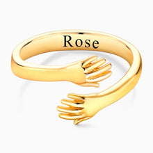 Load image into Gallery viewer, Custom Name Hug Rings Love Hugging Hand Stackable Ring Open Ring Gift
