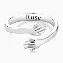 Load image into Gallery viewer, Custom Name Hug Rings Love Hugging Hand Stackable Ring Open Ring Gift
