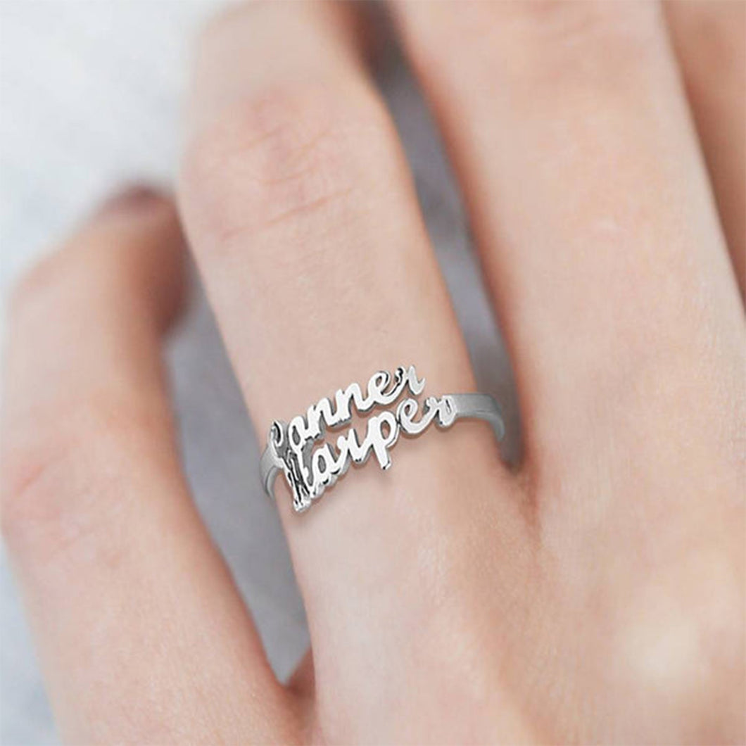 Two Name Ring Silver