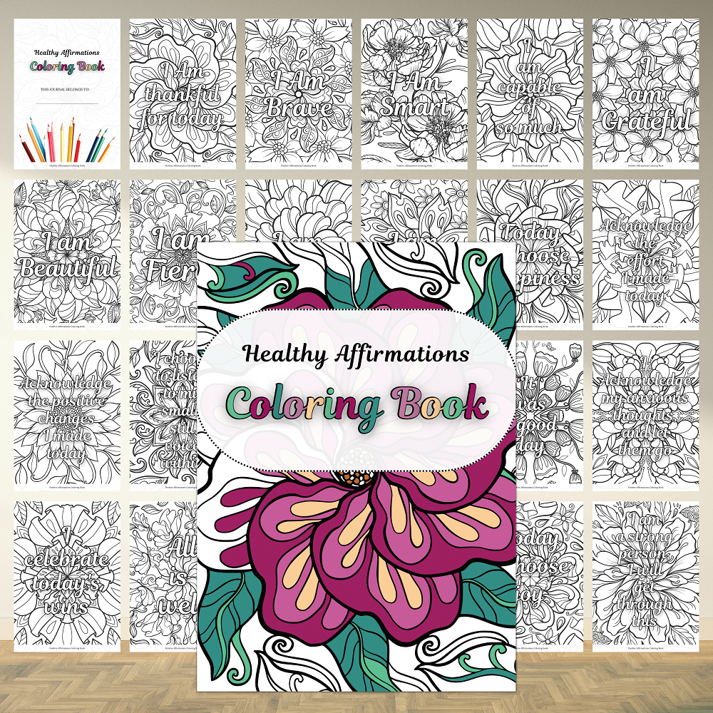 Healthy Affirmations Coloring Book PLR