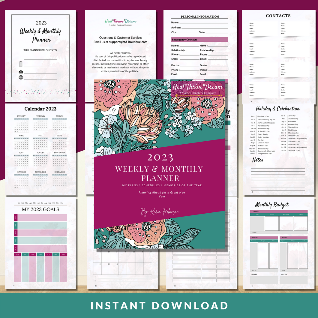 2023 Weekly & Monthly Planner