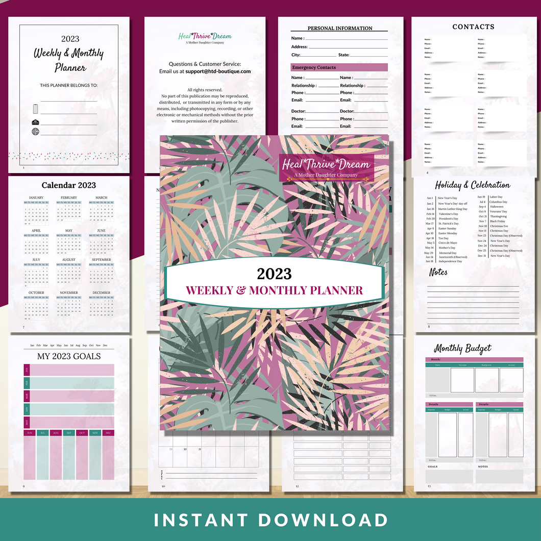 2023 Weekly & Monthly Planner