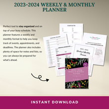 Load image into Gallery viewer, 2023-2024 Weekly &amp; Monthly Planner
