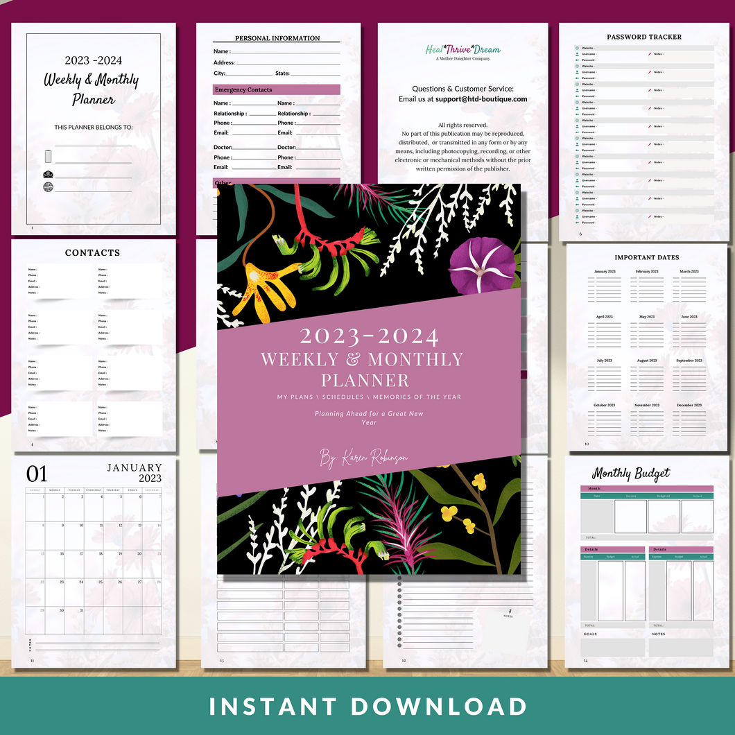 2023-2024 Weekly & Monthly Planner