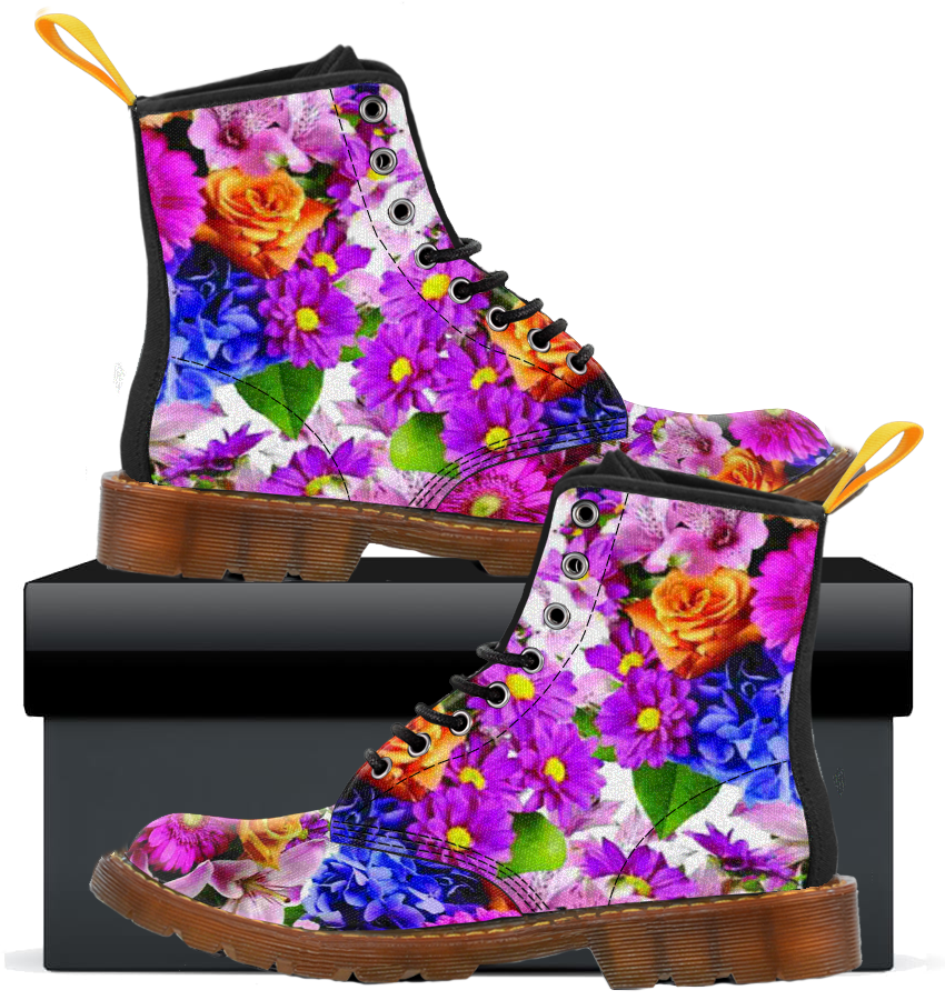 Floral Flowers - Womens Canvas Boots